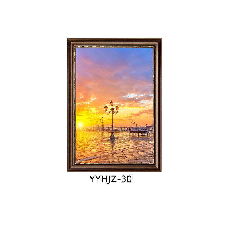 希腊爱琴海风景客厅餐厅装饰画欧式玄关走廊过道油画复古墙面装饰