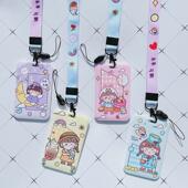 20p盒装 可爱卡通推拉学生挂绳挂脖卡套卡套批发接送卡公交卡