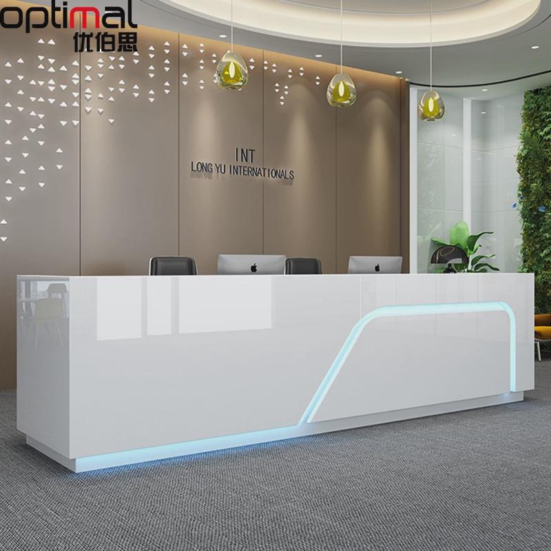 南昌办公家具公司前台接待台简约现代烤漆弧形办公吧台收银台服务