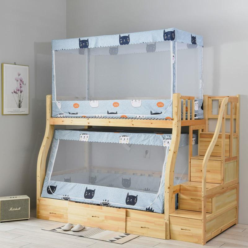 86m0子母床梯形蚊帐1.2m上下铺1.5床方高低拉链0.9米床步梯儿童双