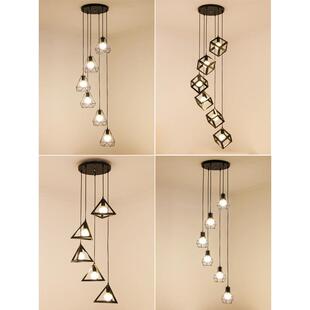 楼梯灯长吊灯现代简约复式 复古北欧loft工业风创意公寓吊灯 楼美式