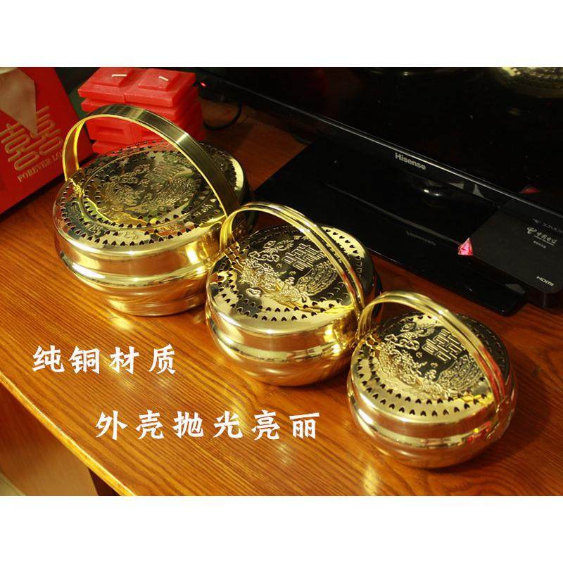 结婚旺盆暖手炉铜火铳火炉脚炉怀炉火冲烘缸喜庆女方陪嫁用品包邮