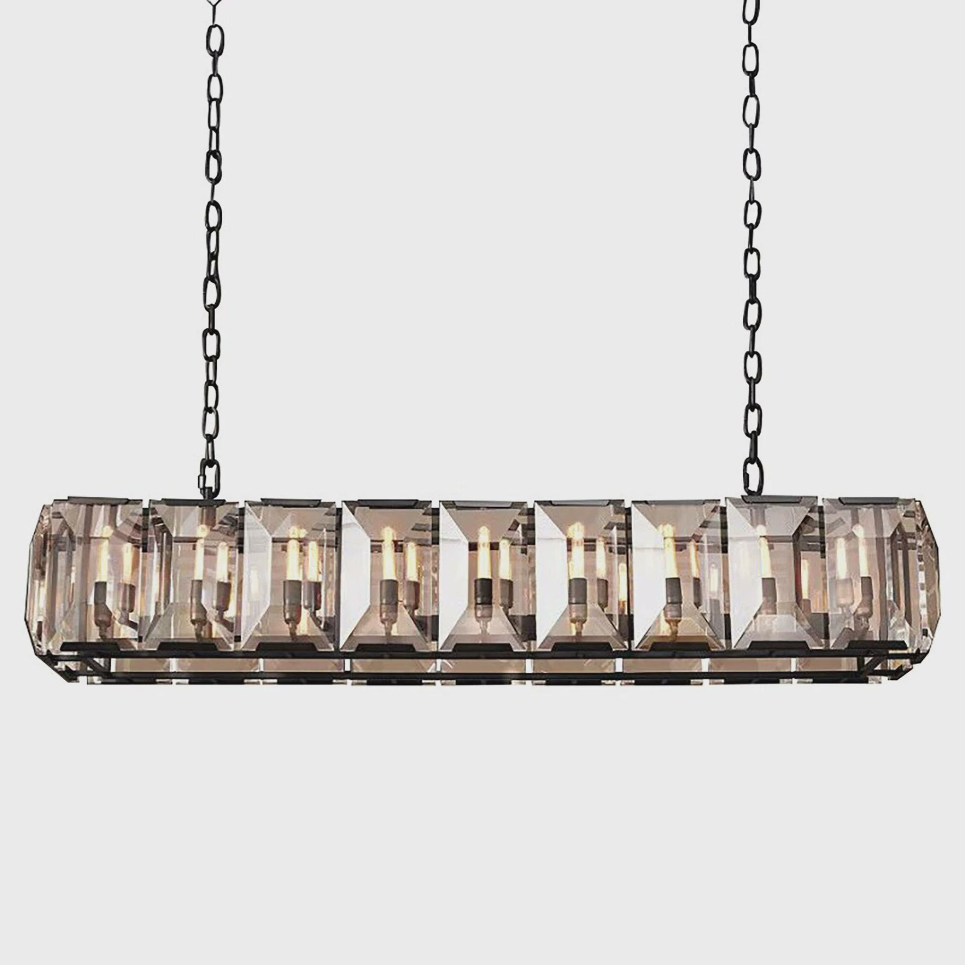 美式水晶吊灯餐厅个性创意长方形客厅铁艺复古卧室别墅酒店灯具