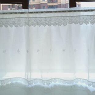 6b76纯白色双层纱帘半截窗帘短窗帘飘窗卧室小窗帘半帘短帘透光不