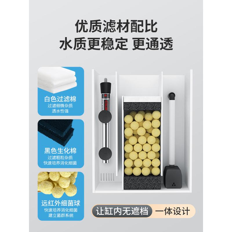 侧滤超白玻璃鱼缸小型客厅2024新款生态水族箱自循环桌面草缸家用