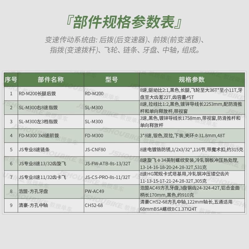 速瑞达山地自行车24速变速器套件8速调速器 通用链条牙盘指拨后拨