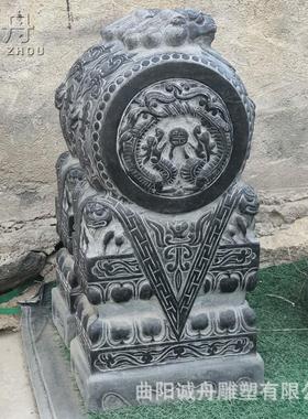 门口鼓石一对青石仿古门墩石鼓户外园林农村自建房别墅抱摆件