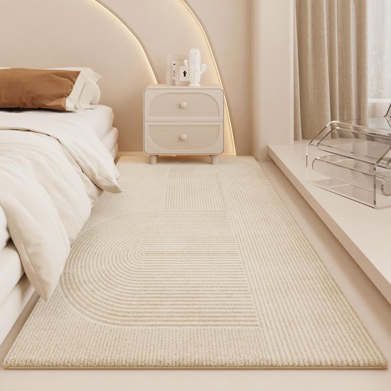 热销卧室暖色厚奶风几床系边毯加地毯垫主地卧床边垫高级感客油厅