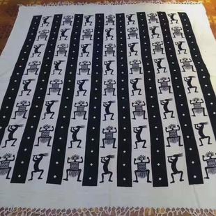 棉床单网红挂毯挂帘门帘墙饰壁毯装饰布艺沙发巾黑白民宿拉曼达