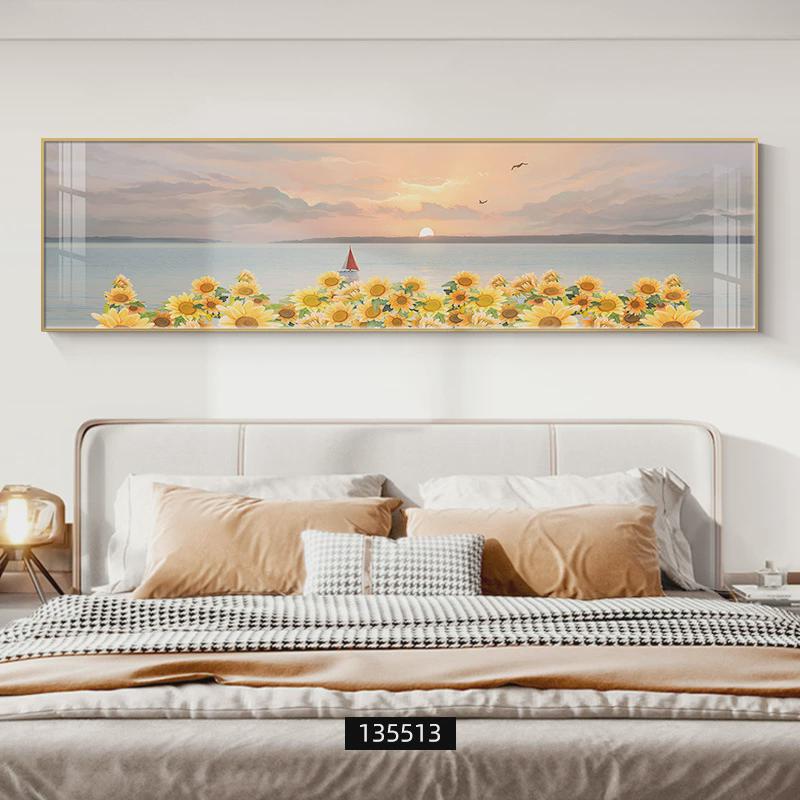 海上繁花横版小清新主卧床头挂画轻奢高档北欧卧室装饰画风景壁画