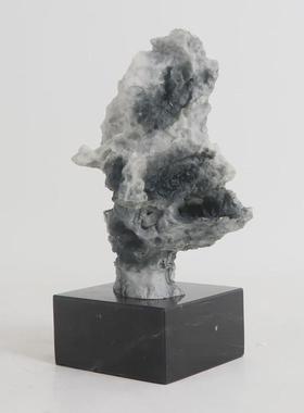 新中式禅意太湖石书挡假山石头书靠摆件样板房办公室书柜软装饰品