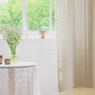 恒鳄北欧简约窗帘棉麻布艺窗帘半阳台免打孔窗帘成品卧室遮光窗帘