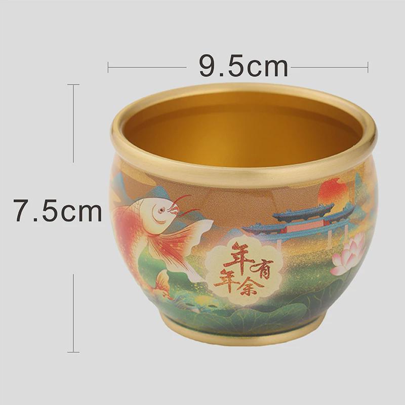 彩绘百黄铜油彩聚宝盆福缸米缸办公室居家创意工艺品聚财摆件礼品