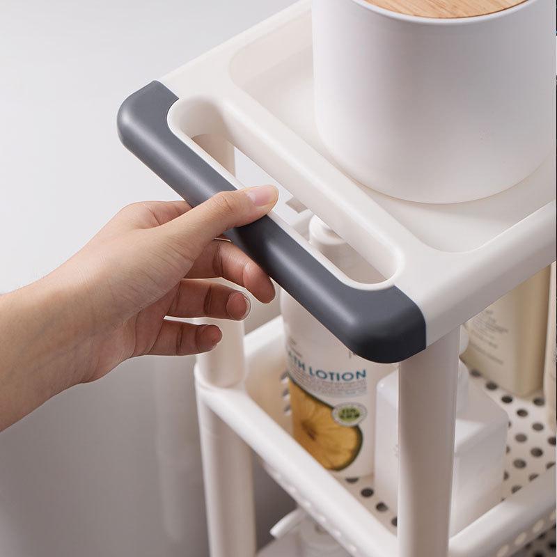 茶花卫生间储物收纳架多功能多层置物架厨房客厅塑料架子小推车