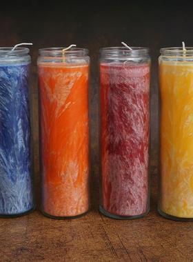 七彩照明用香薰氛围红色绿色白色黄色黑色 冰花蜡玻璃瓶蜡烛