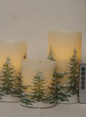 绿色圣诞树假led电子蜡烛灯仿真石蜡遥控蜡烛灯浪漫装饰灯