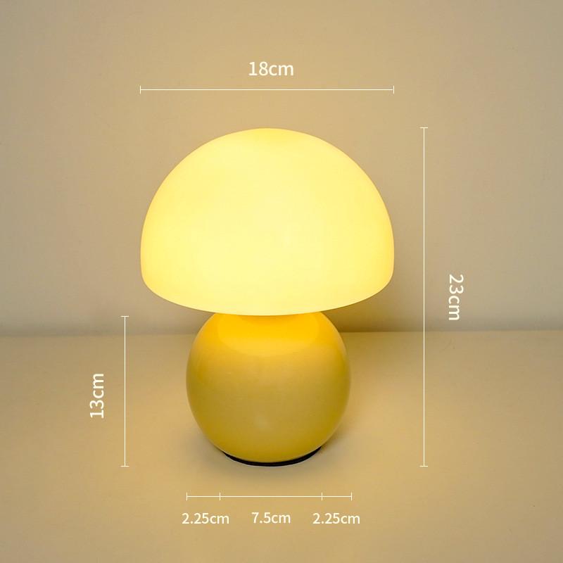 卧室床头灯高级感奶油风蘑菇台灯装饰ins中古琉璃氛围小夜灯书房