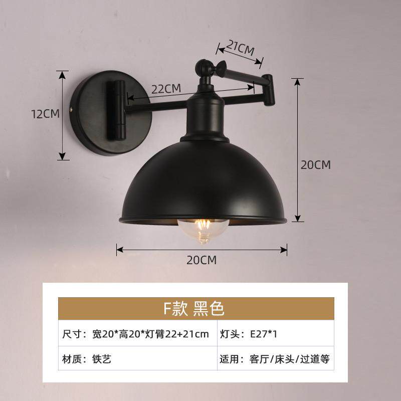 中式仿古摇臂壁灯卧室床头灯伸缩折叠规阅读客厅灯美规欧书房壁灯