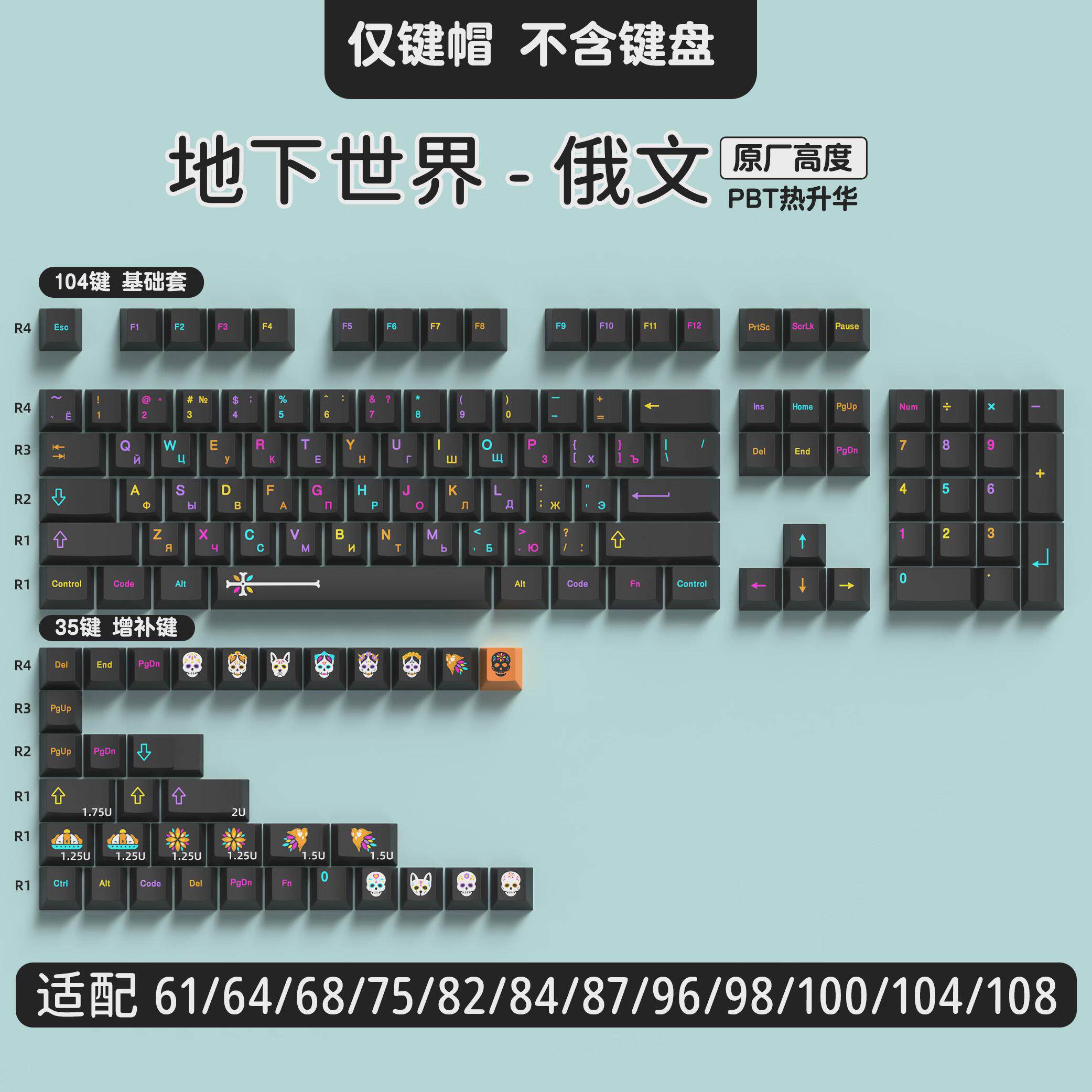 UNDERGROUND WORLD 키캡 원래 높이 PBT 5면 승화 GMK 기계식 키보드에 적합