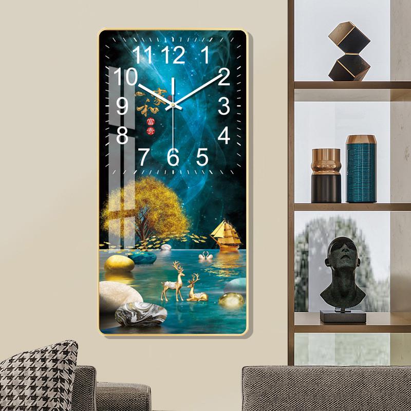 长方形晶客厅钟瓷书房挂钟北欧挂墙家用时尚简约静音钟表创意时钟