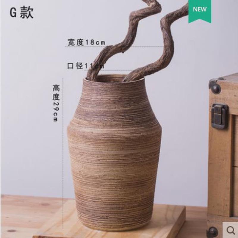 日式陶瓷复古器花瓶插花干支陶罐坛子酒店会所民俗摆件装饰工艺品