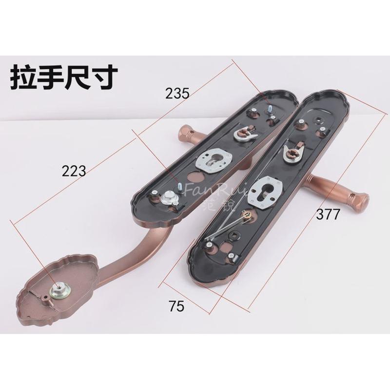 防盗门门锁面板大门锁拉手双开门拉手把手孔距235锁具执手