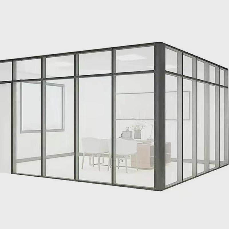 高铝合金百叶隔断磨砂钢化玻璃隔音间办公室玻璃隔断墙隔断铝型材