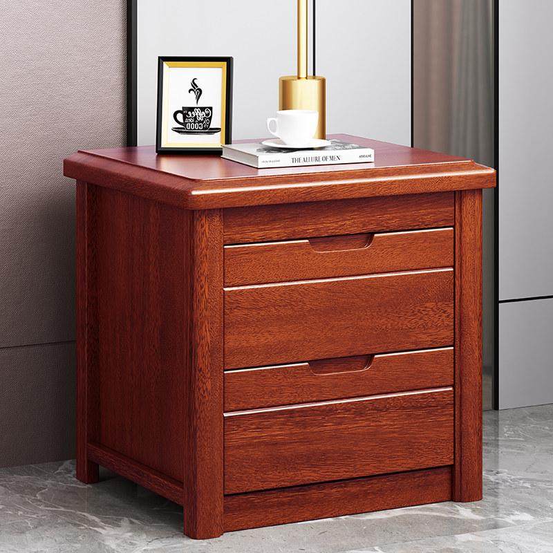 胡桃木全实木床头柜现代中式卧室小型家用收纳储物柜经济型床边