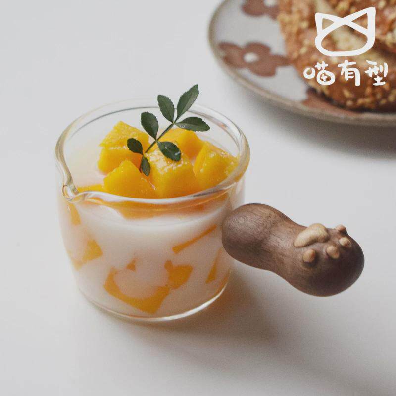 喵有型猫爪小奶盅日式浓缩咖啡萃取玻璃杯度量杯酱料碟奶缸倒奶罐