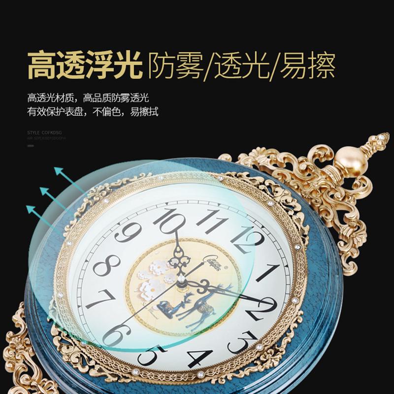 6b76欧式石英挂钟客厅复古时钟简约时尚挂表卧室超静音摇摆钟表
