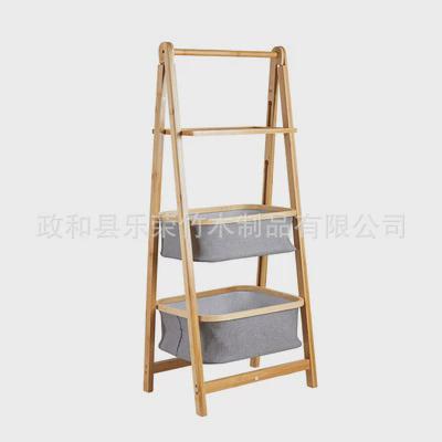 可折叠脏衣收纳筐收纳架脏衣篮布艺楠竹分层落地杂物篓