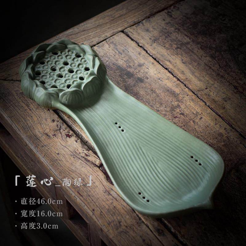 遇素仿古陶瓷茶盘茶室用茶托盘创意做旧仿木泡干茶盘小茶台茶海
