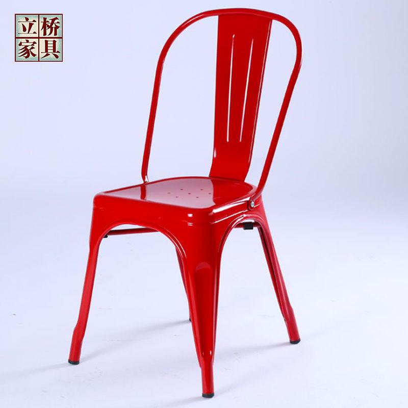 铁艺餐椅餐厅工业风椅酒吧咖啡店吧台椅铁皮批发靠背椅可叠放椅子