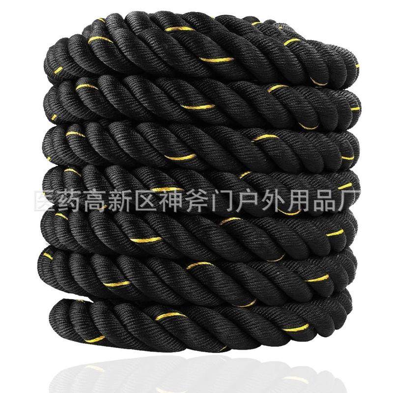 绳训练健身粗绳体能训练绳攀爬绳格斗绳战绳涤纶黑绳甩大力量