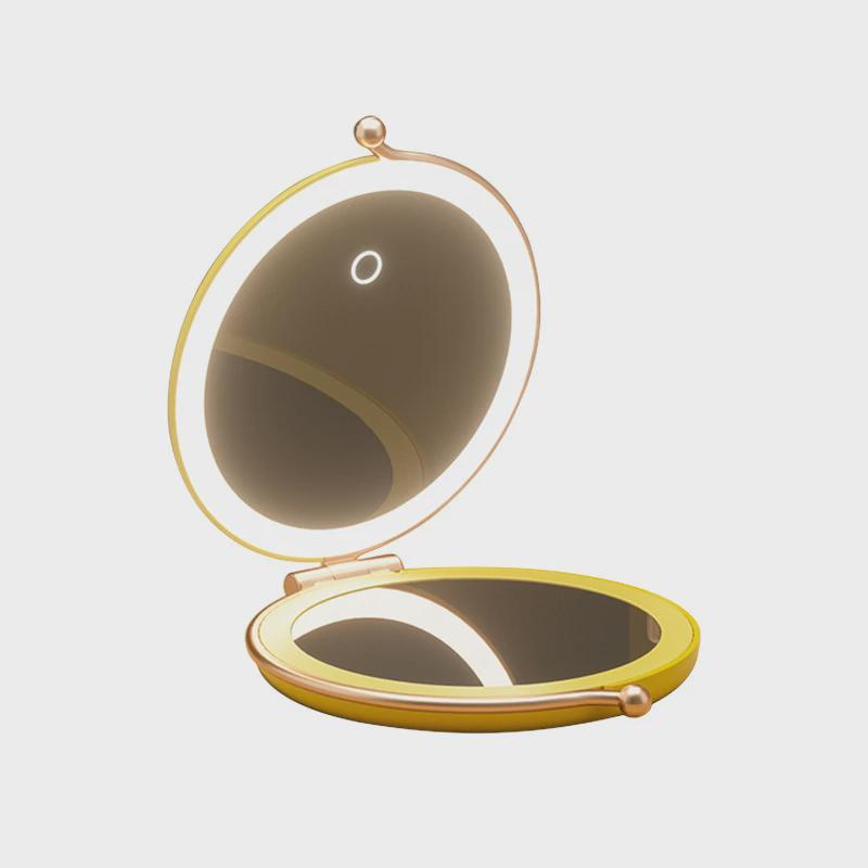 批发商用led化妆镜款带灯折叠便携补妆镜镜充电随身镜放大小镜子