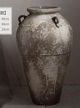 手工复古陶瓷花瓶侘寂风景德镇粗陶罐陶器大花盆酒店民宿装饰摆件