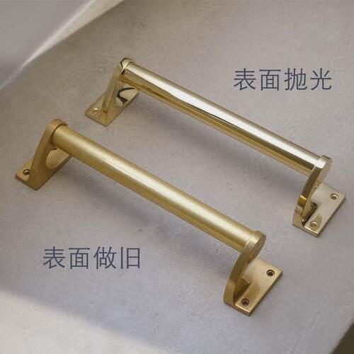 99ch黄铜时代/黄铜复古一对明装门拉手复古长把手铸造单