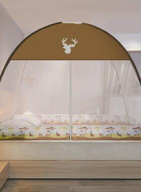 双开门卡通蒙古包蚊帐加厚加密可折叠蚊帐免安装单双人宿舍蚊帐子