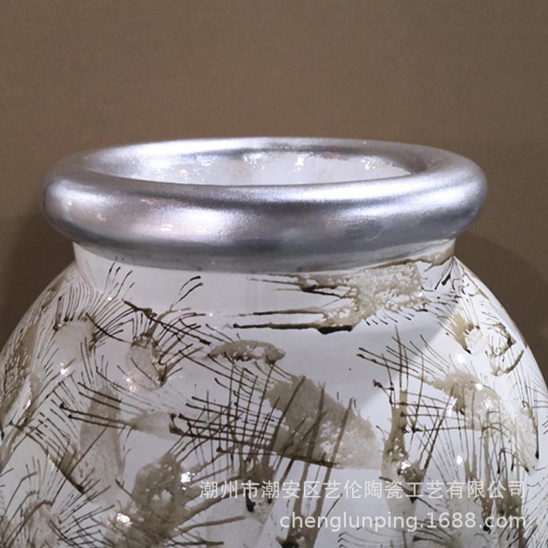 玻璃钢羽毛酒坛型落地大花瓶花器干花插花摆件装饰品欧式现代客厅