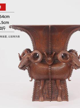 铜欣祥紫铜四羊方尊铜羊摆件仿古青铜酒器铜摆设装饰品工艺礼品