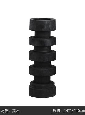 侘寂餐桌做旧木头螺纹烛台样板房摆件民宿客厅古风家居装饰工艺品