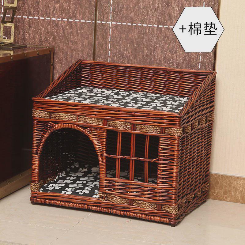 猫窝四季通用夏季凉窝藤编猫窝房子猫笼别墅双层猫咪窝猫屋批发