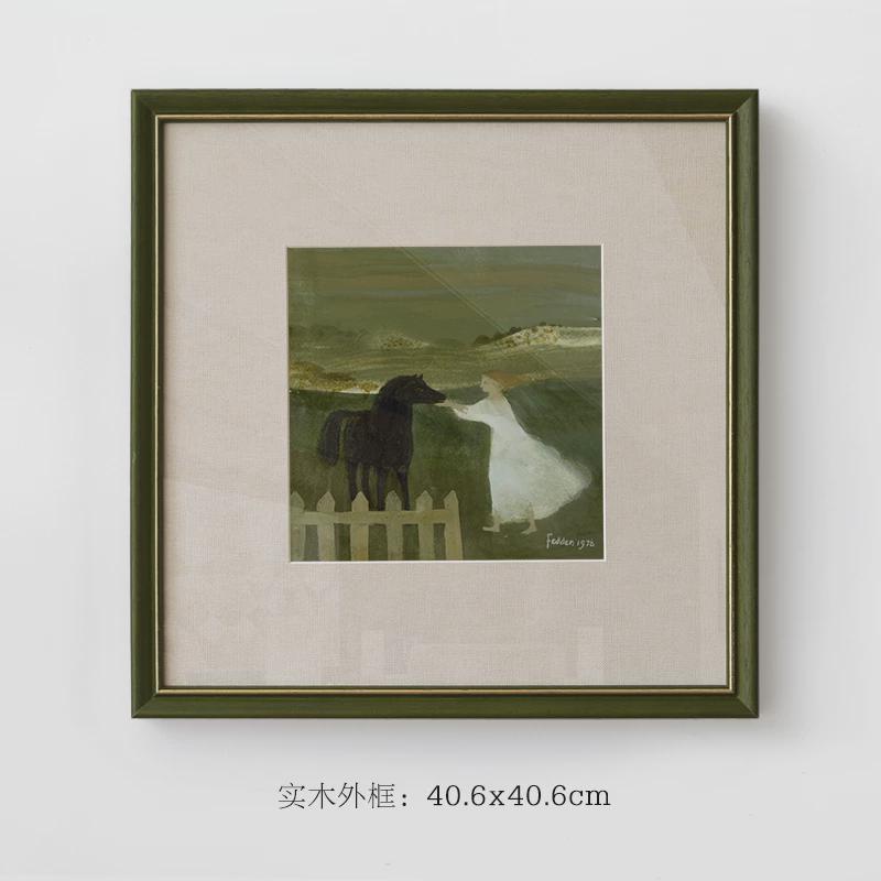 9V7T以梦为马绿色艺术客厅装饰画餐厅美式复古挂画轻奢壁
