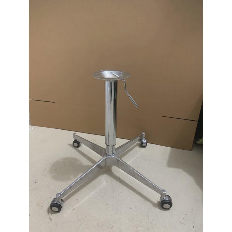 十字桌脚可升降滑轮脚可移动办公台金属桌脚脚升降支架不锈钢桌腿