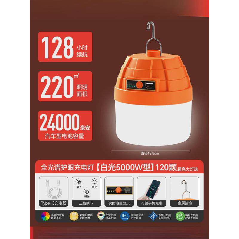 摆摊夜市灯停电应急照明露营灯充电灯泡超长续航移动式户外led无