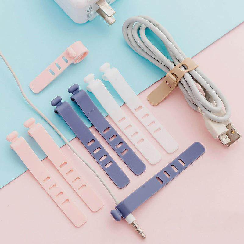 2/4孔硅胶扎带数据线收纳理线器绕线器手机充电线网线束线带绑带