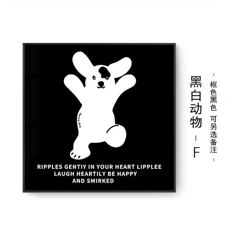 现代简约装饰画动物黑白走廊过道挂画客厅壁画床头柜桌面趣味摆画图片