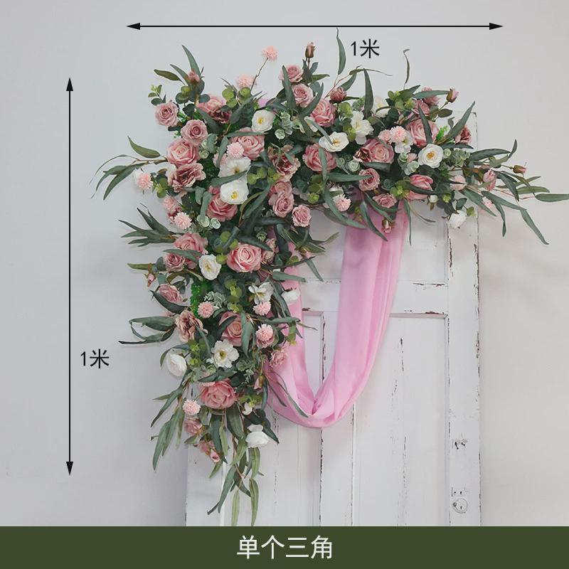 仿真花艺三角花排壁挂墙饰装饰婚礼舞台背景布置摄影门楣布景花艺