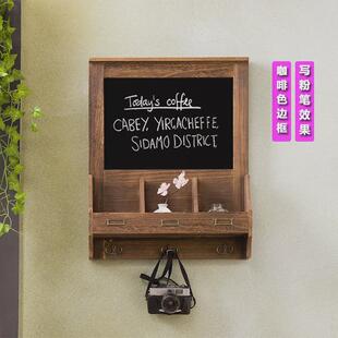 复古实木框悬挂式小黑板留言板挂墙式电表箱遮挡装饰备忘板家用