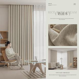 中古风复古绿窗帘雪尼尔加厚复古遮光2024年新款 法式 高级感高墨绿